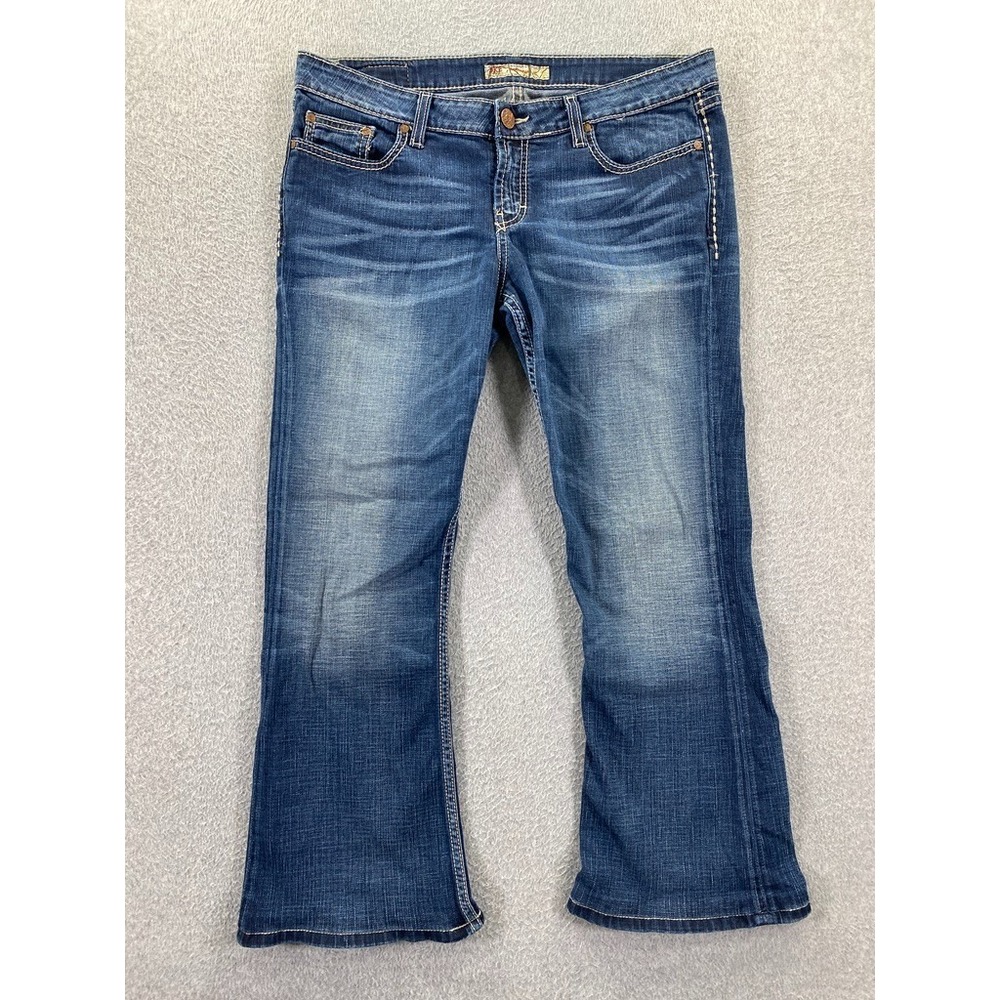 BKE Buckle Sabrina Bootcut Jeans Womens‎ 32x33.5 (Fit 35x28) Blue Stretch Stitch